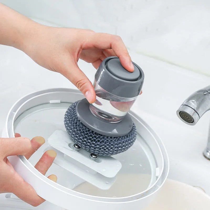 Push Soap Palm Brush – Easy, Quick Dish Cleaning!