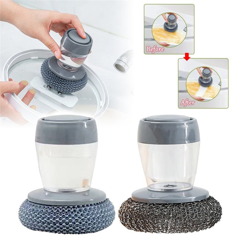 Push Soap Palm Brush – Easy, Quick Dish Cleaning!
