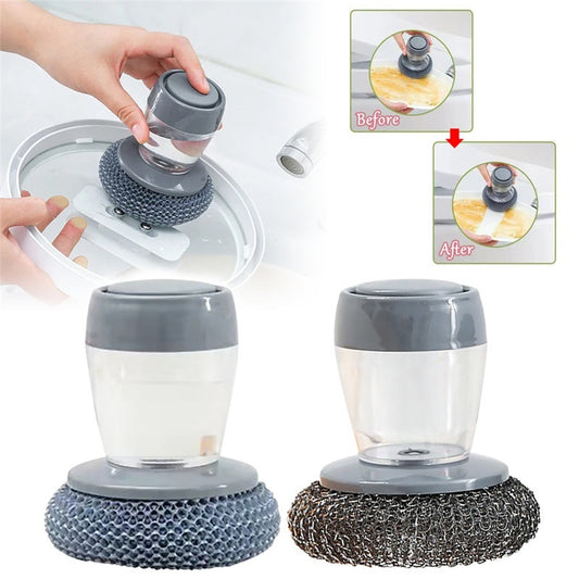 Push Soap Palm Brush – Easy, Quick Dish Cleaning!