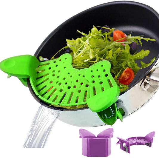 Clip-On Silicone Strainer – Simple Way to Drain Food!